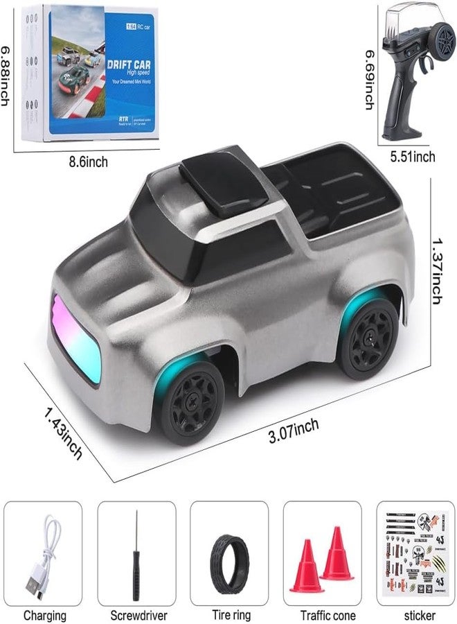 FEXXA سيارة FEXXA Dash للتحكم عن بعد | 2.4 جيجاهرتز، مقياس 1:64 | سيارات تحكم عن بعد، لعبة سيارة تحكم عن بعد، سيارات دريفت للتحكم عن بعد، أغطية عجلات قابلة للتبديل، 4 أوضاع إضاءة ووضعان للسرعة (K10-GREY) - Image 2